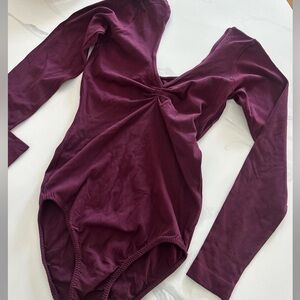 Danskin Burgundy Wine Long Sleeve Bodysuit